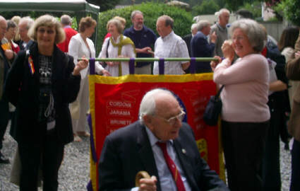 Jack Jones with Pauline Frazier and Mareline Sideaway, all officers of the IBMT