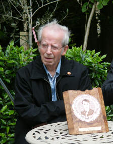 Paddy Murphy after he was presented with his commemorative plaque - reflecting his drive to get the Brown memorial erected.