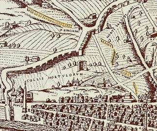 detail from a map of Rome dated 1590