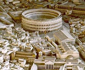 the Colosseum in its original setting
(model in the Museum of Roman Civilization)