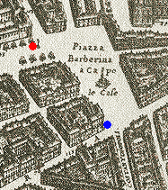 detail of a map of Rome by G.B.Falda, 17th century