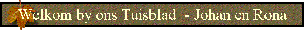 Welkom by ons Tuisblad  - Johan en Rona