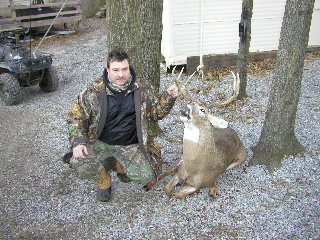 my 8 point buck on the hook