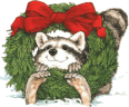 Christmas Raccoon in Wreath