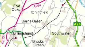 The Itchingfield, Barnes Green, Southwater triangle.