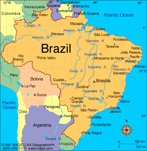 mapo de Brazilo