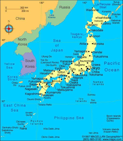 mapo de Japanio