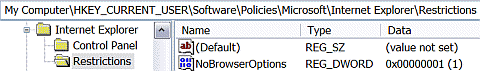 restrictions registry key