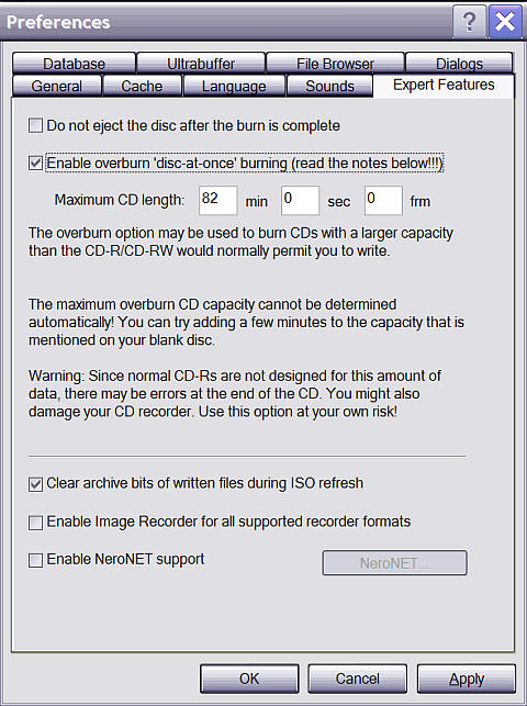 Enable Overburn