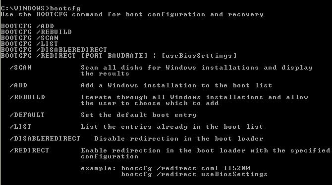bootcfg options