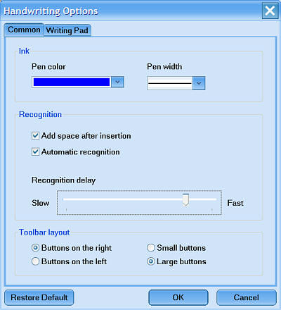 Handwriting Options