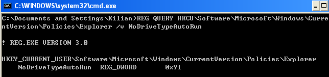 REG QUERY command for NoDriveTypeAutoRun
