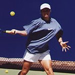 Kim hits a forehand