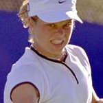 Kim hits a forehand