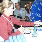 Handing a fan an autographed item