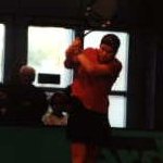 Kim hits a backhand