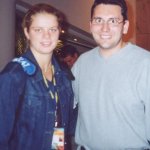 Kim with a fan at Stuttgart 2001