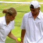 Kim and Lleyton stare at a ball!