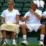 Kim and Lleyton sit and rest