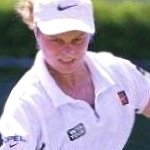 Kim hits a forehand