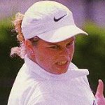 Kim hits a forehand
