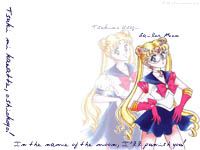 Manga pictures of Bishoujo Senshi Sailormoon and Tsukino Usagi with her famous saying ^_^