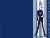A nice blue pinstriped wallpaper to match Haruka-chan