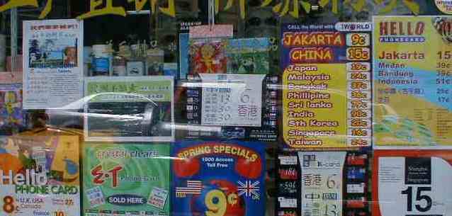 Cheap calls, Chinatown, Sydney, Dec 2000