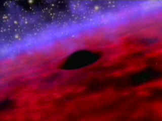 art of a black hole surrounded by accretion disk of hot gases and dusts