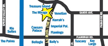 Location of Mirage Hotel and Casino