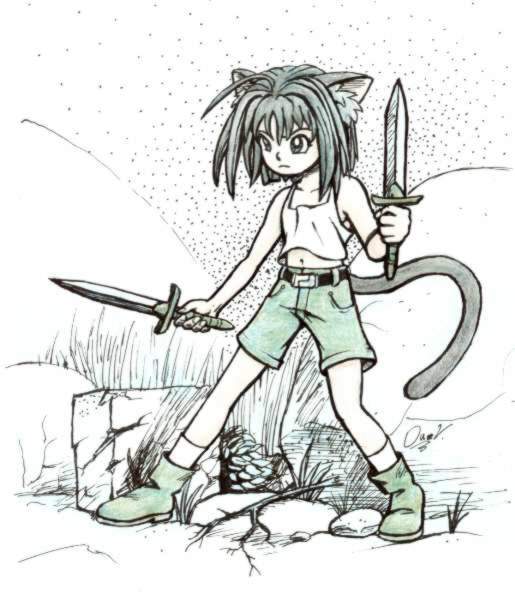 Neko, the girl with ears and a tail like that of a cat, full size