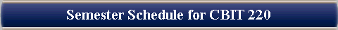 Semester Schedule for CBIT 220