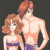 A close up of the Trowa and Catherine paperdolls.