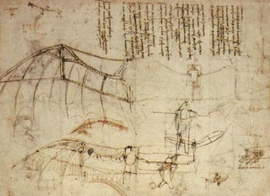 Bocetos de Da Vinci para una mquina de volar