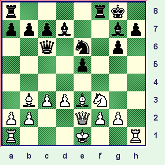 "Rats!" [Black was hoping White would take his e-Pawn here.]  (acg-Stein_diag04.gif, 09 KB)
