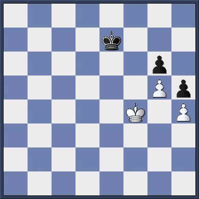 This is the most basic type of all "King and Pawn" end-games. Study it carefully.