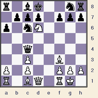The position - in the game - after White plays 11.Nd6. (int-gms_001__pos02.gif, 09 KB)  