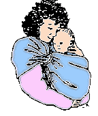 Graphic of mom holding baby in a sling