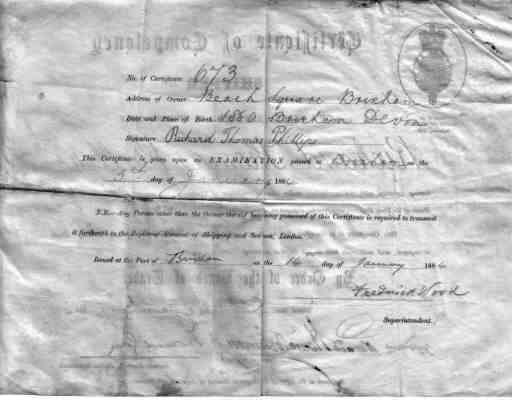 Skipper's certificate (back)