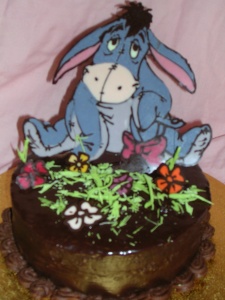 Entirely hand-made chocolate character on Mad About Mud Cake