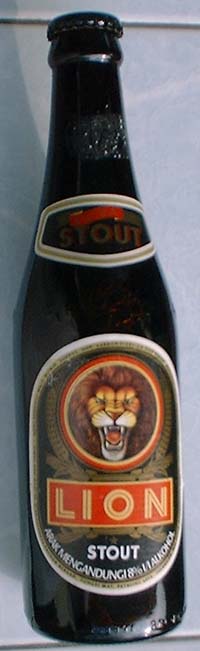 101. 325ml Lion Stout Bottle is from Malaysia. Height of bottle is 9.0 inches and diameter at the base is 2.4 inches. The wordings are in English and the Malay Language. This Beer is no longer in production since a long time.