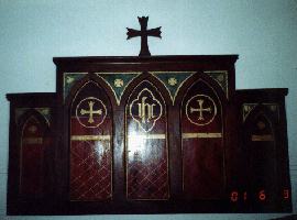 Interesting screen behind the Communion table
