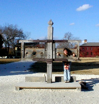 Steph in the mock stockade