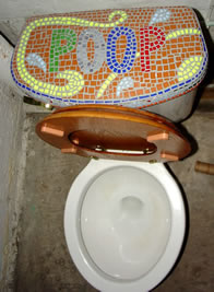 Mantis Gallery toilet 2004 with mosaic Poop lid