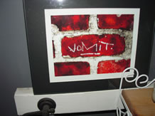 Mantis Gallery bathroom 2004 with vomit sign