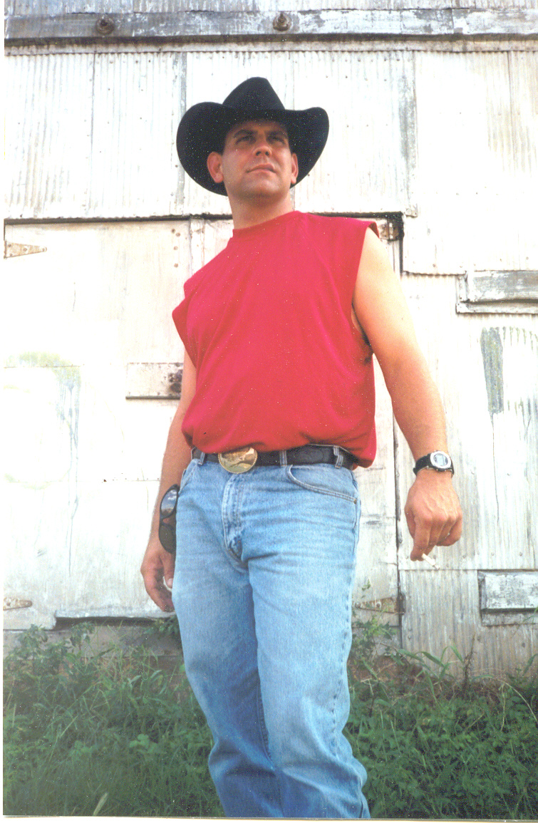 In cowboy gear