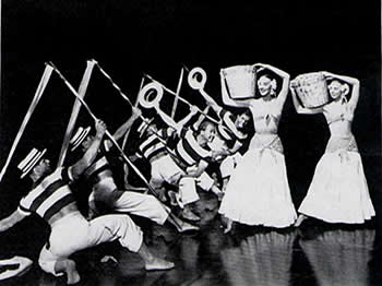 Carol Haney on the far right, in "The Thrill of Brazil" (1946). Number staged by Jack Cole.