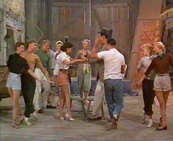 Carol on the left with Jeannie Coyne, another of Gene Kelly's assistants in the black top