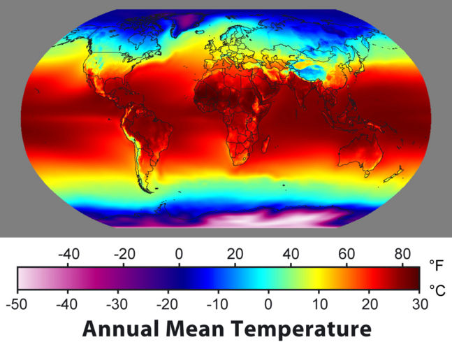 Global temperature map