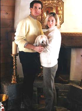 Pavlos and Marie Chantal with their dog in Gstaad